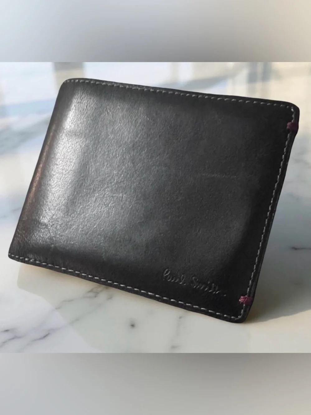 Paul Smith Abstract (see inside) black Leather Bi fold wallet Mens